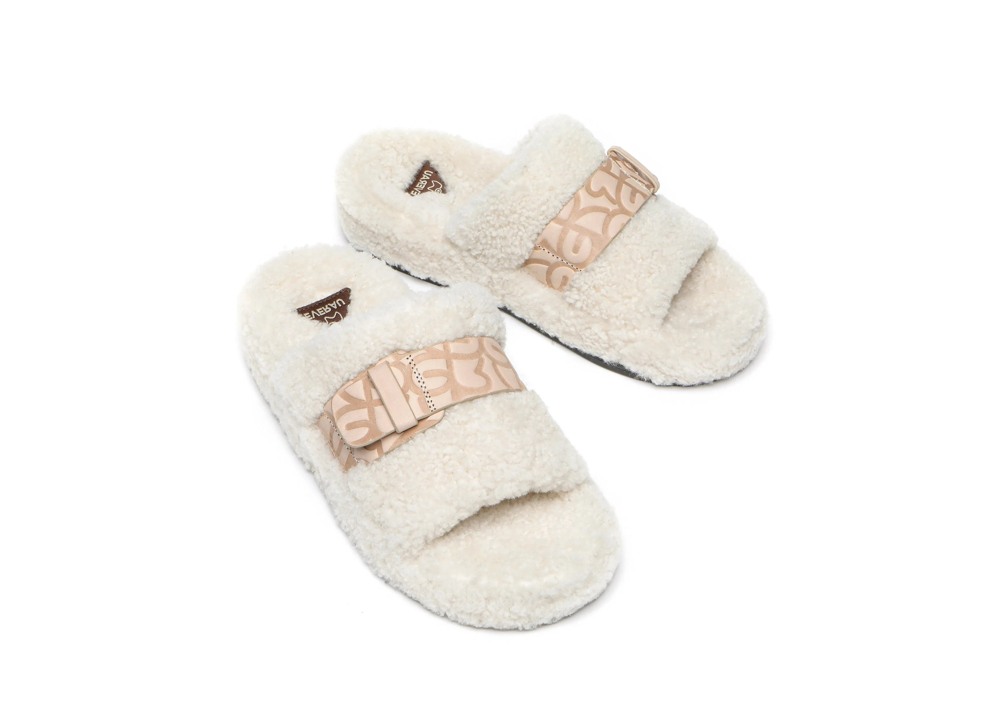 EVERAU® Curly Sheepskin Wool Slides Women Croft