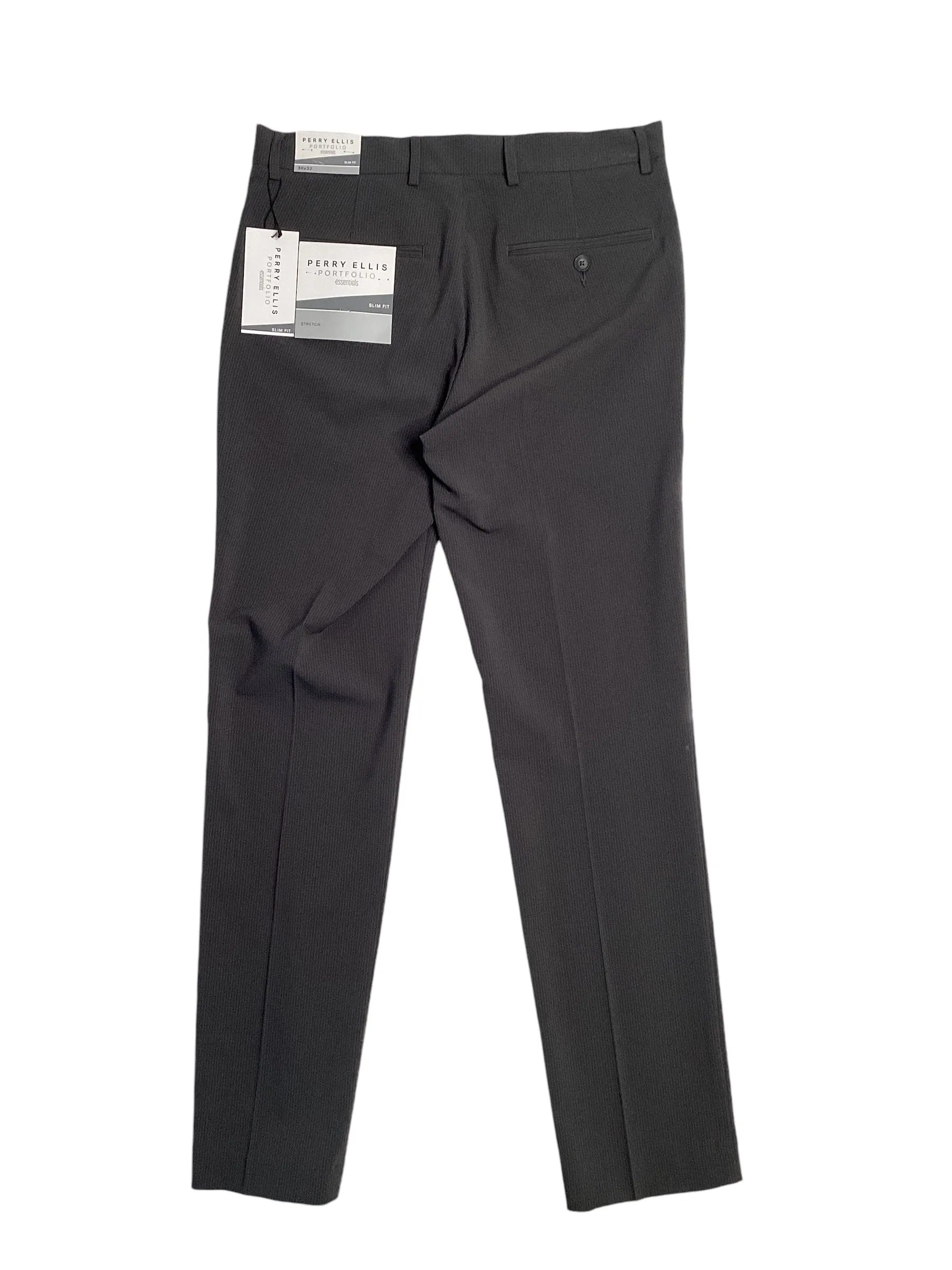 Perry Ellis Portfolio Men's Slim Fit Flat Front Pants Med Grey 30 x 32